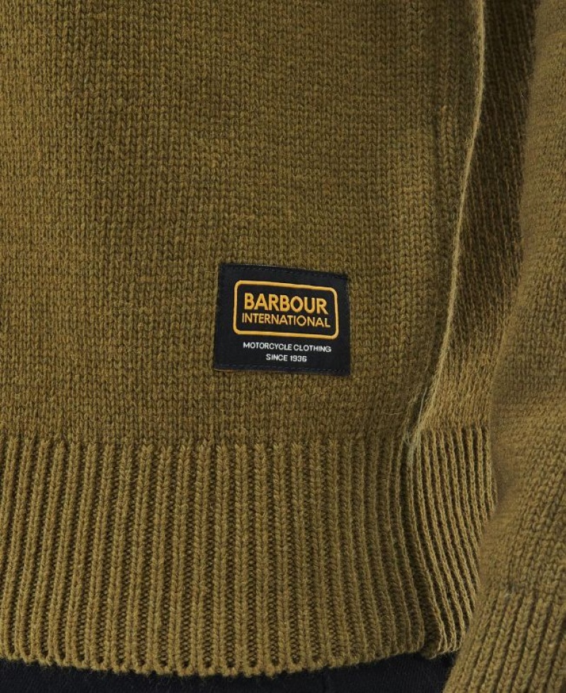 Olive Men Barbour International Cable Knitted Sweater | US-9385ESVWN