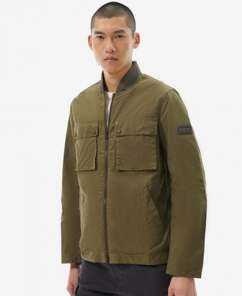 Olive Men Barbour International Carner Casual Jacket | US-8951OYIVZ