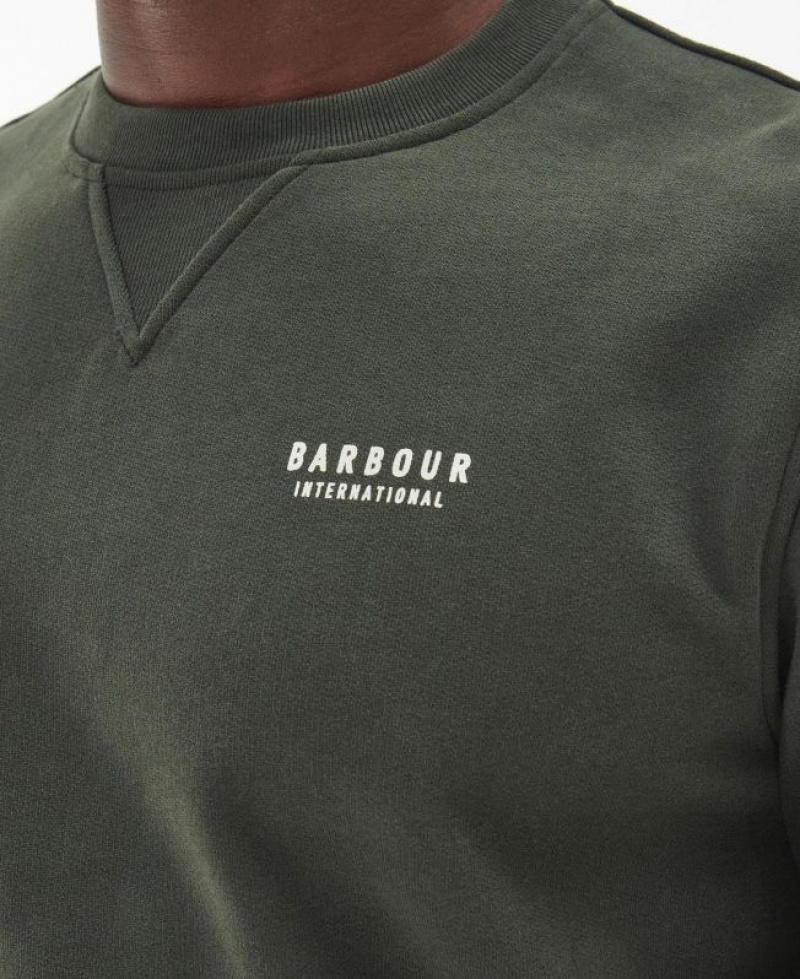 Olive Men Barbour International Charlton Crew Neck Sweatshirt | US-9083PMTFI