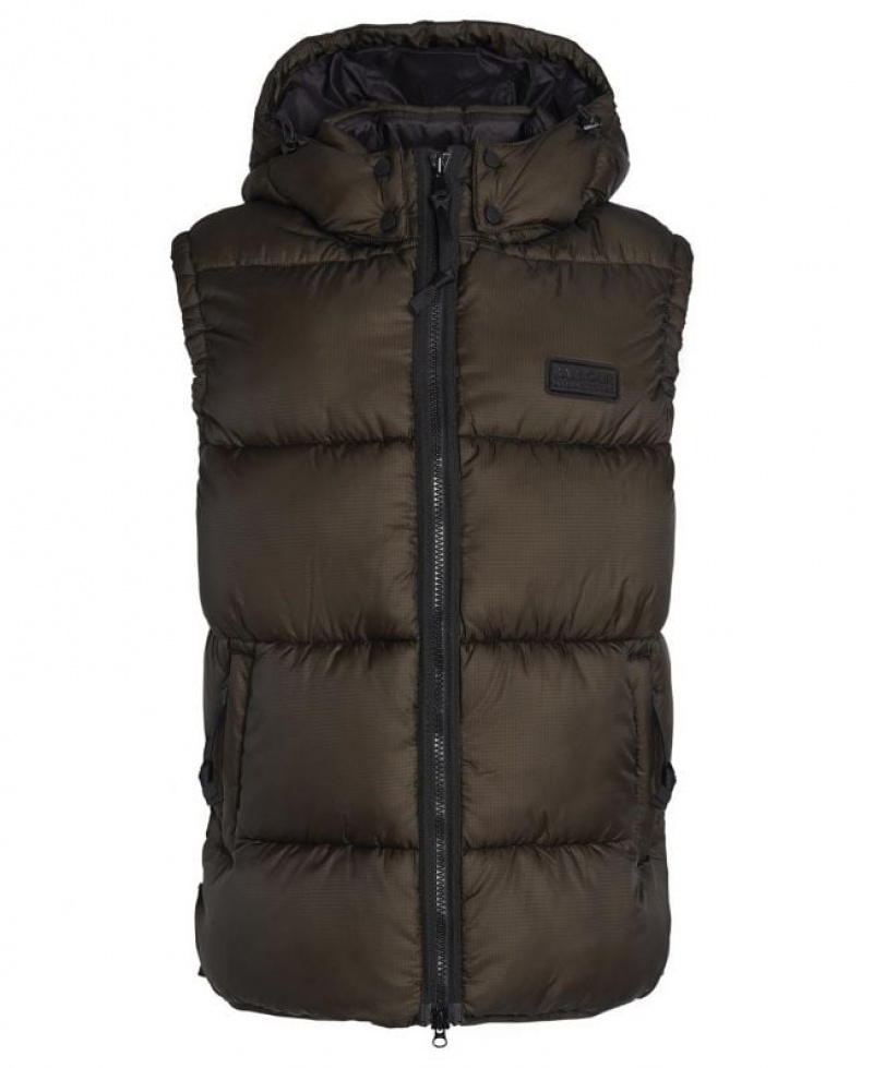 Olive Men Barbour International Driesh Quilted Vest | US-8570EKBHO