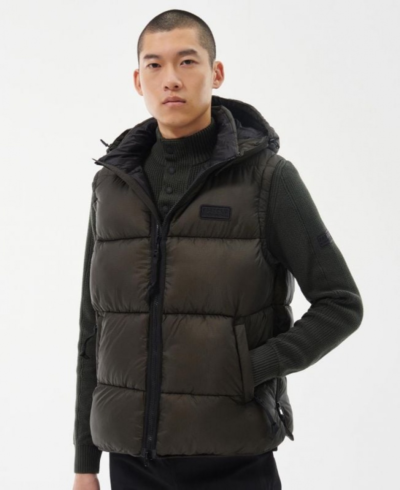 Olive Men Barbour International Driesh Quilted Vest | US-8570EKBHO