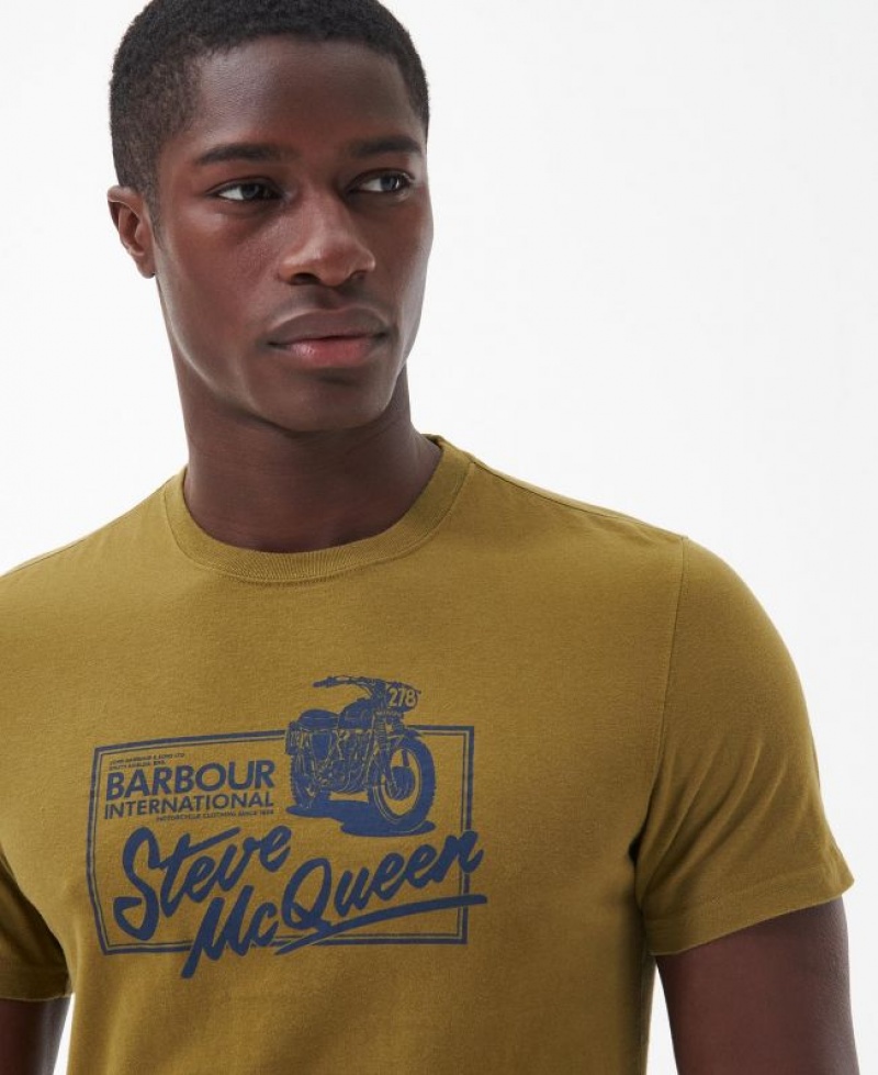 Olive Men Barbour International Eddie T-Shirts | US-8157WJHKB