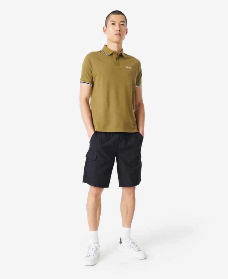 Olive Men Barbour International Rider Tipped Polo Shirt | US-2471HLIUA