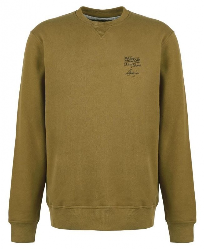 Olive Men Barbour International Watch Crew Neck Sweatshirt | US-9412REVIW