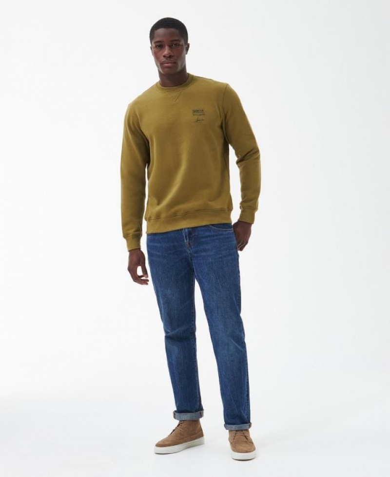 Olive Men Barbour International Watch Crew Neck Sweatshirt | US-9412REVIW