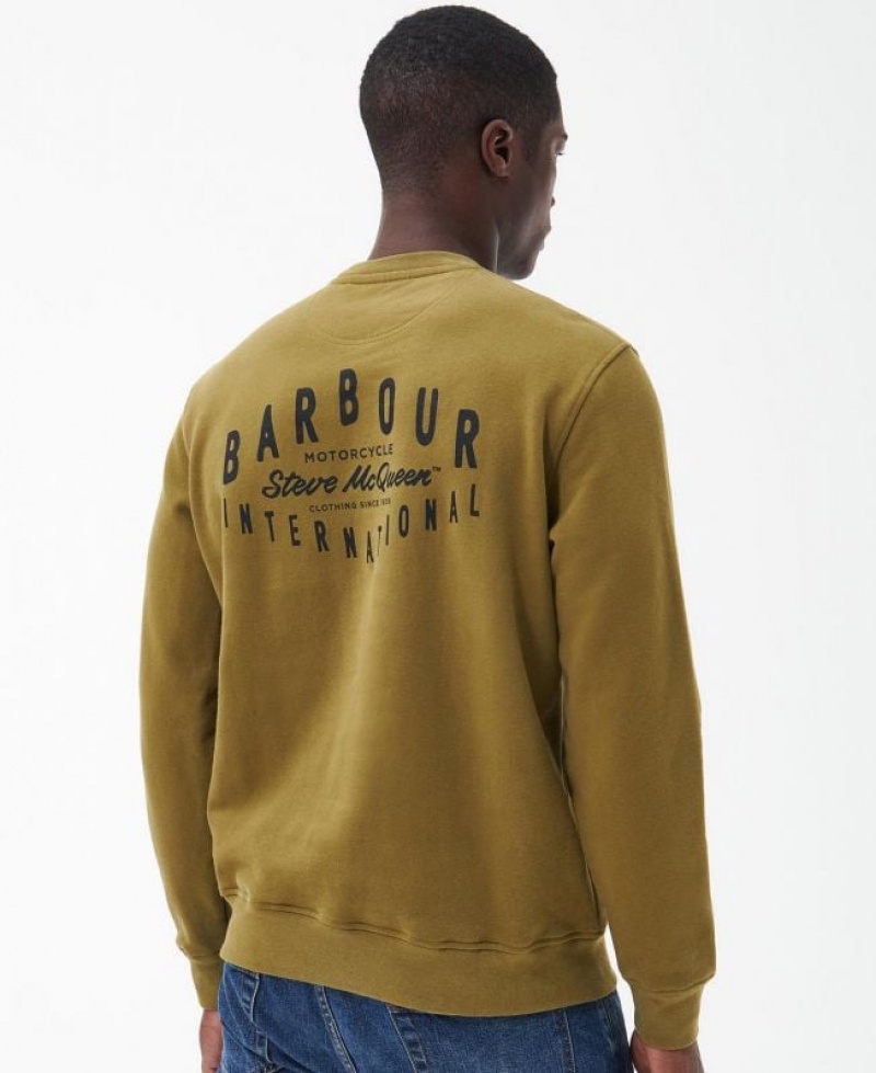 Olive Men Barbour International Watch Crew Neck Sweatshirt | US-9412REVIW