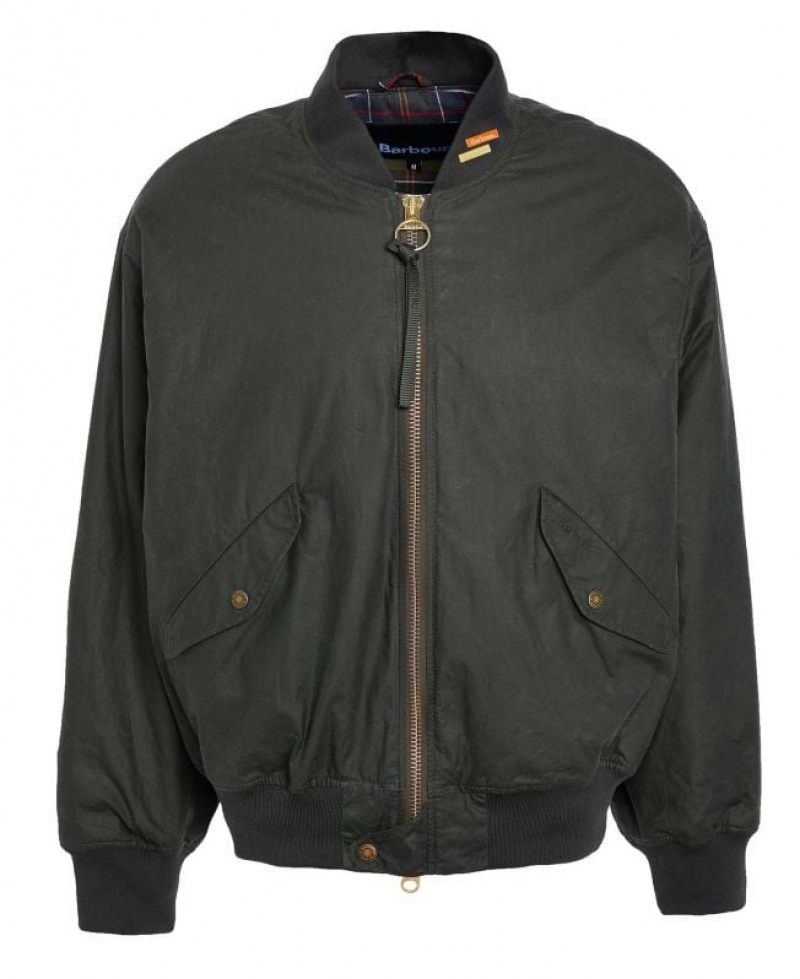 Olive Men Barbour JBS Flight Waxed Jacket | US-4287PEZRV