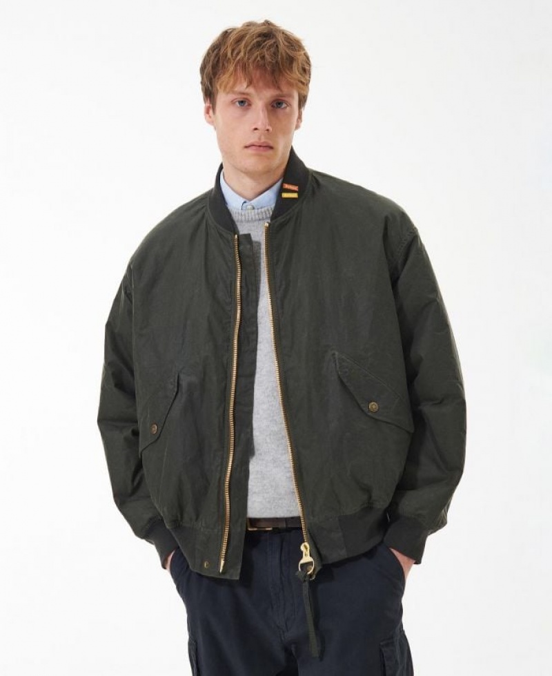 Olive Men Barbour JBS Flight Waxed Jacket | US-4287PEZRV