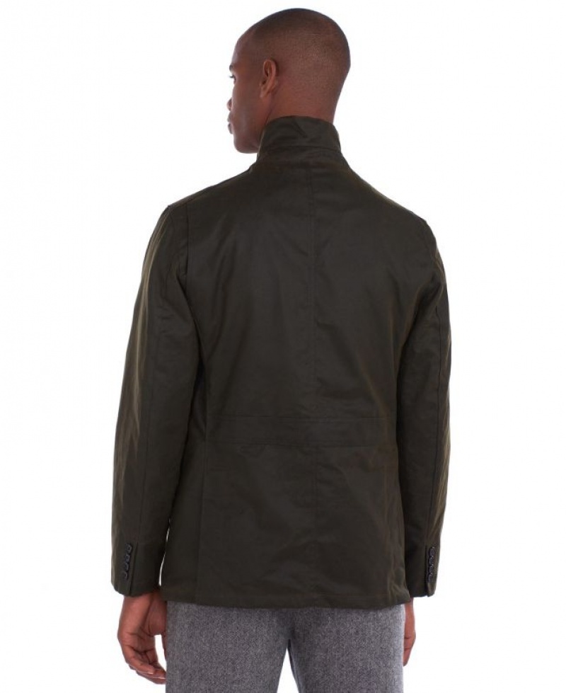 Olive Men Barbour Lutz Cotton Waxed Jacket | US-0143GEPDS