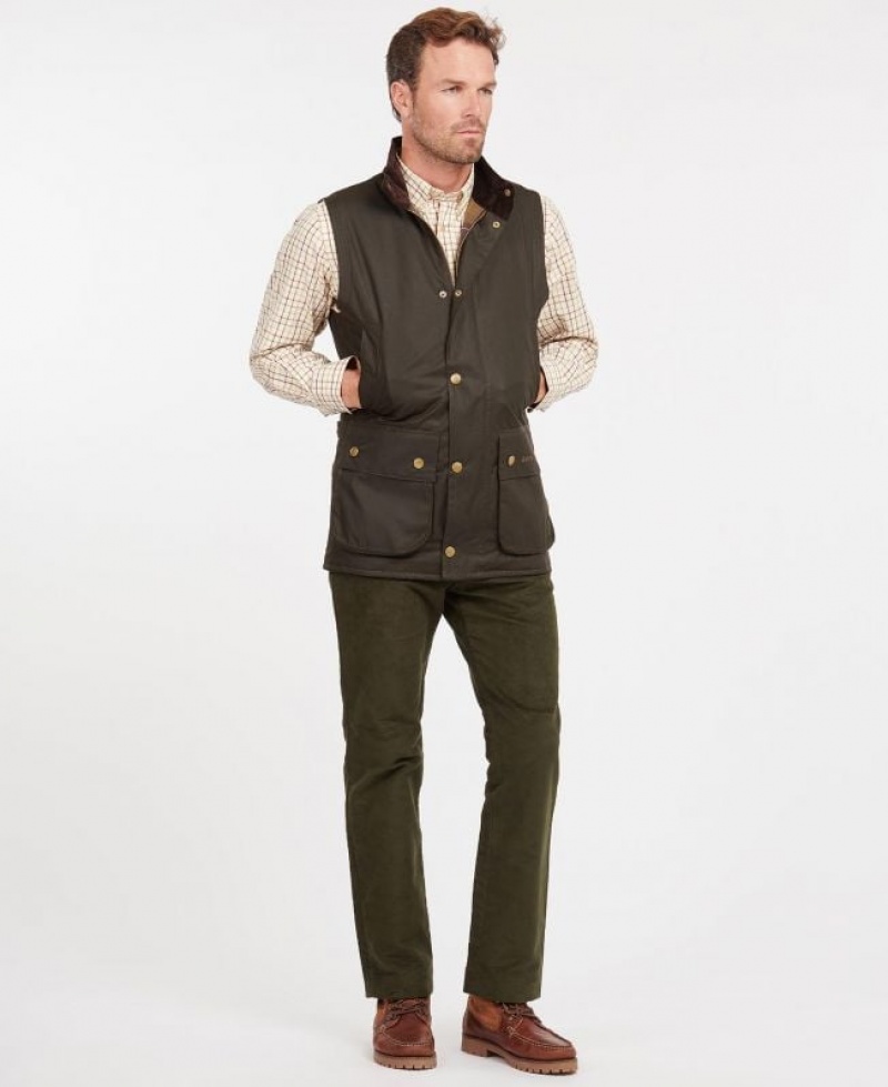 Olive Men Barbour New Westmorland Wax Vest | US-8341WBUZT