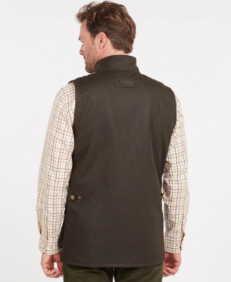 Olive Men Barbour New Westmorland Wax Vest | US-8341WBUZT