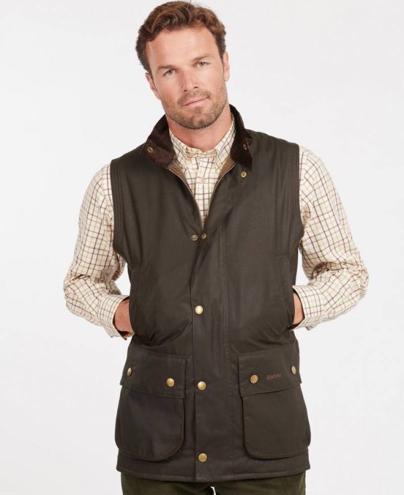 Olive Men Barbour New Westmorland Wax Vest | US-8341WBUZT