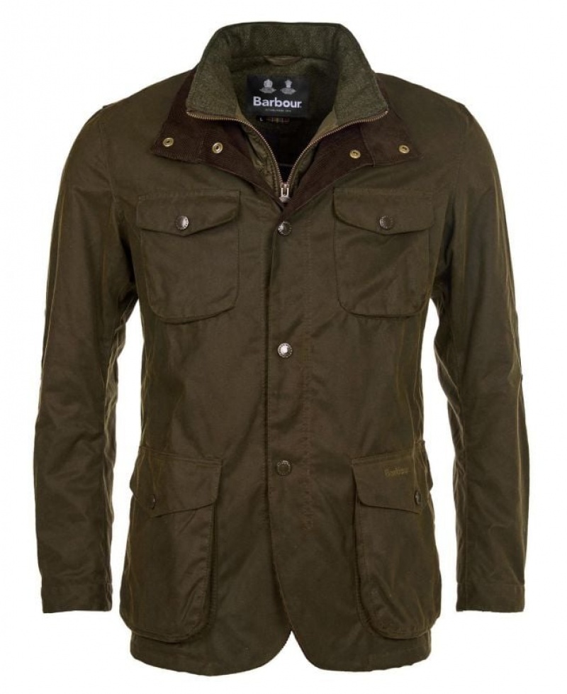 Olive Men Barbour Ogston Cotton Waxed Jacket | US-5360RGWQK