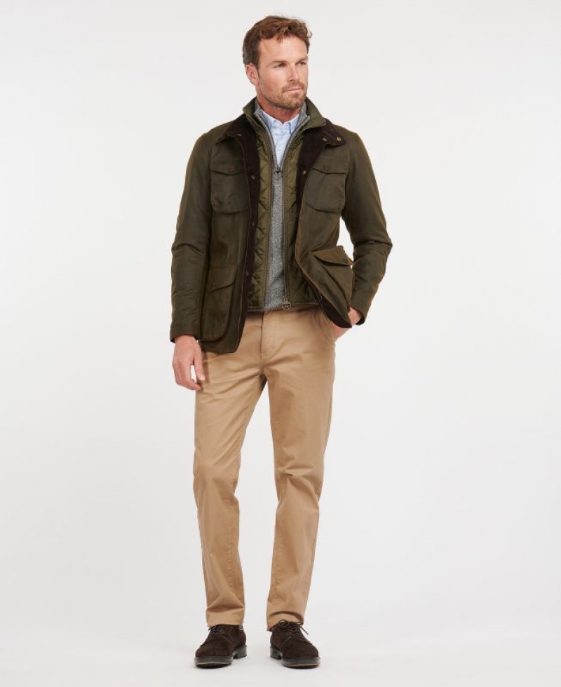 Olive Men Barbour Ogston Cotton Waxed Jacket | US-5360RGWQK