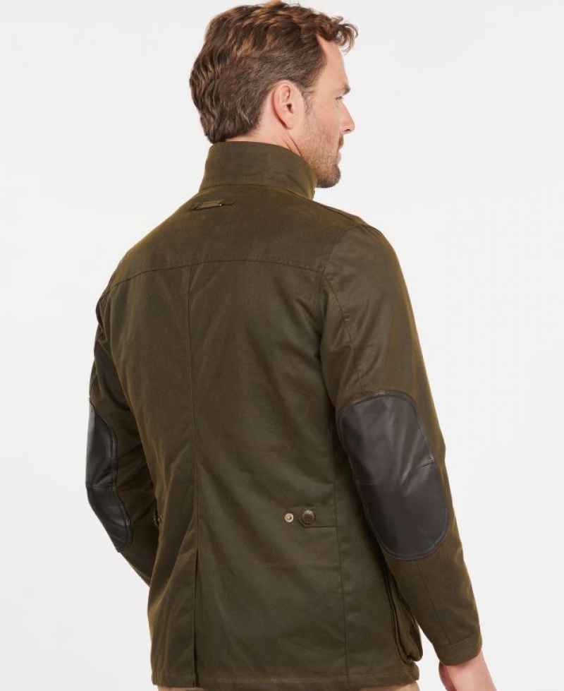 Olive Men Barbour Ogston Cotton Waxed Jacket | US-5360RGWQK