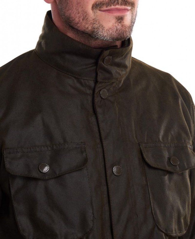 Olive Men Barbour Ogston Cotton Waxed Jacket | US-5360RGWQK