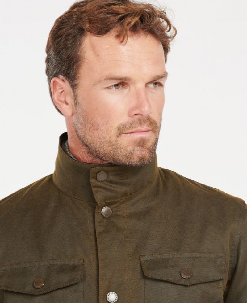 Olive Men Barbour Ogston Cotton Waxed Jacket | US-5360RGWQK