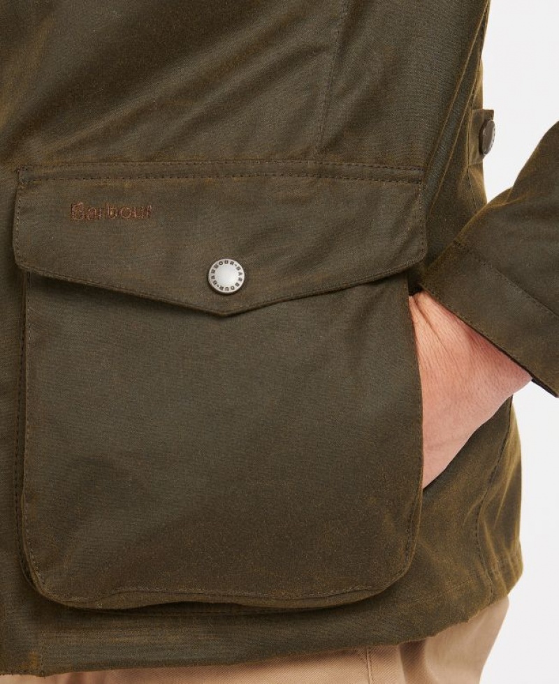 Olive Men Barbour Ogston Cotton Waxed Jacket | US-5360RGWQK