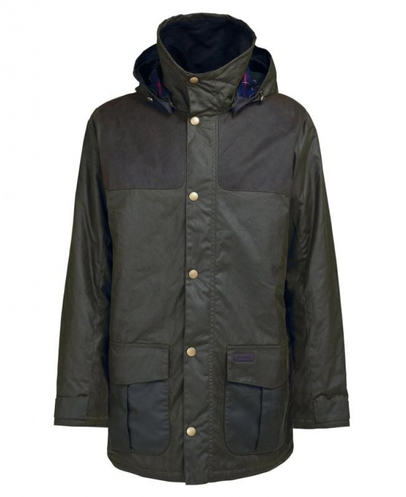 Olive Men Barbour Ollerton Waxed Jacket | US-6371ZGURM