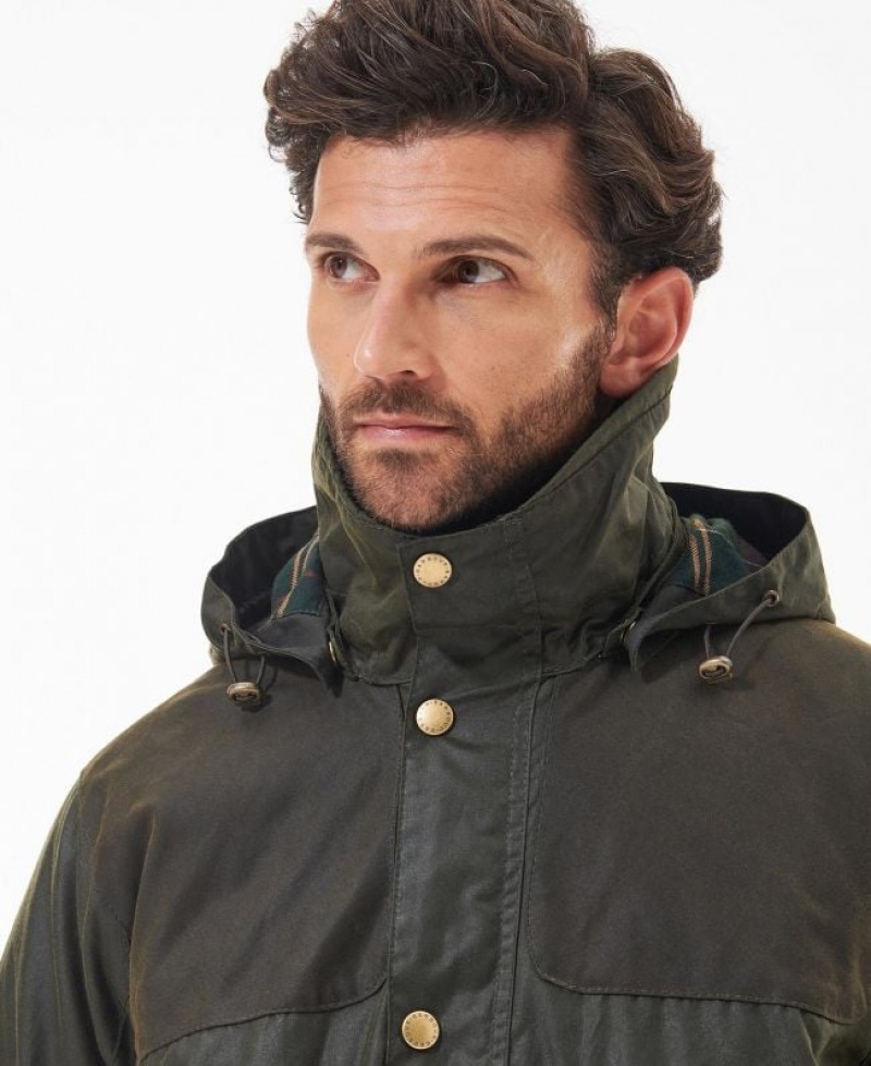 Olive Men Barbour Ollerton Waxed Jacket | US-6371ZGURM