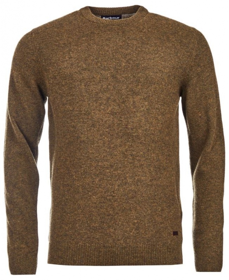 Olive Men Barbour Patch Crew Neck Sweater | US-4582QHARU