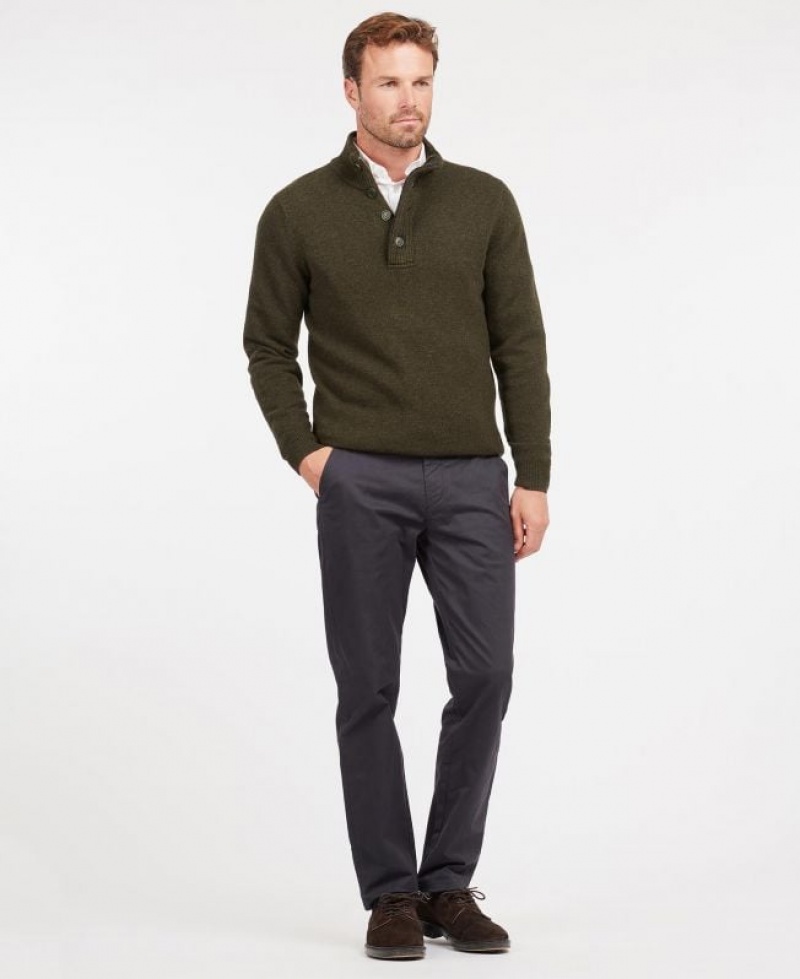 Olive Men Barbour Patch Half Zip Sweater | US-8513EJDVB