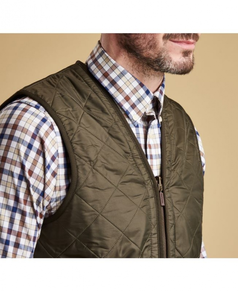 Olive Men Barbour Polarquilt Waistcoat/Zip-In Liner Vest | US-6321YTEZF