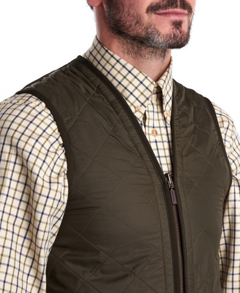 Olive Men Barbour Polarquilt Waistcoat/Zip-In Liner Vest | US-6321YTEZF