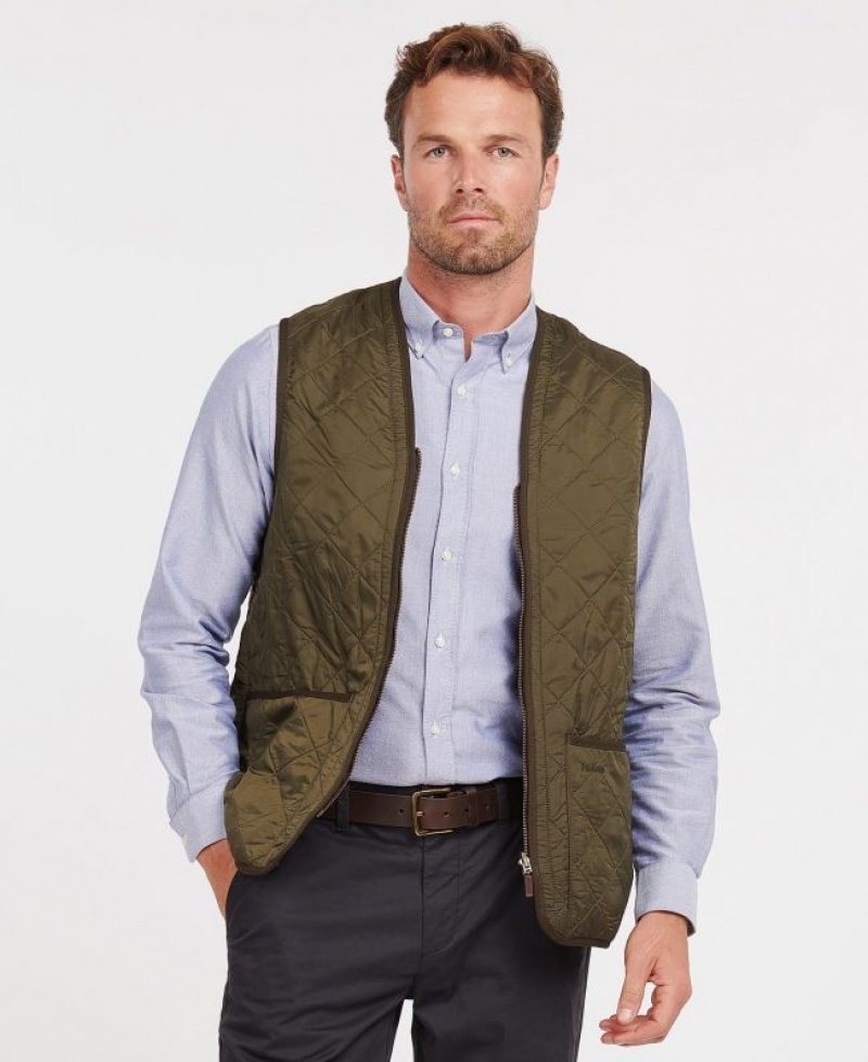 Olive Men Barbour Polarquilt Waistcoat/Zip-In Liner Vest | US-6321YTEZF