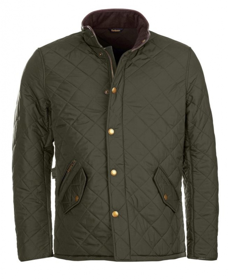 Olive Men Barbour Powell Quilted Jacket | US-3426SHUXE