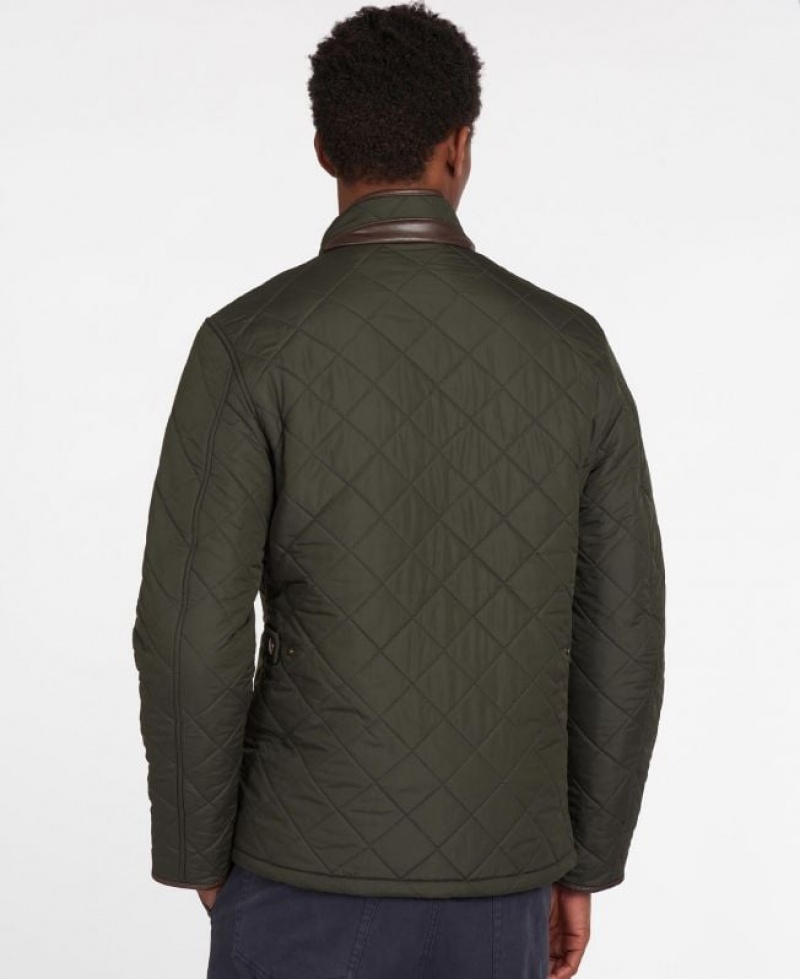 Olive Men Barbour Powell Quilted Jacket | US-3426SHUXE