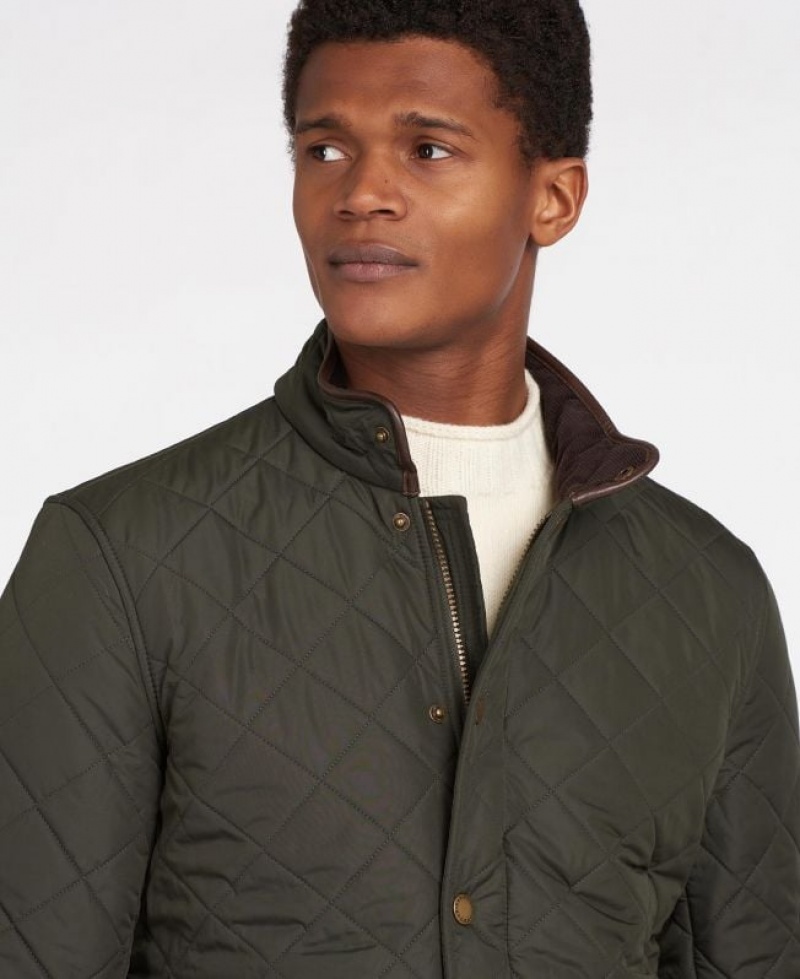 Olive Men Barbour Powell Quilted Jacket | US-3426SHUXE