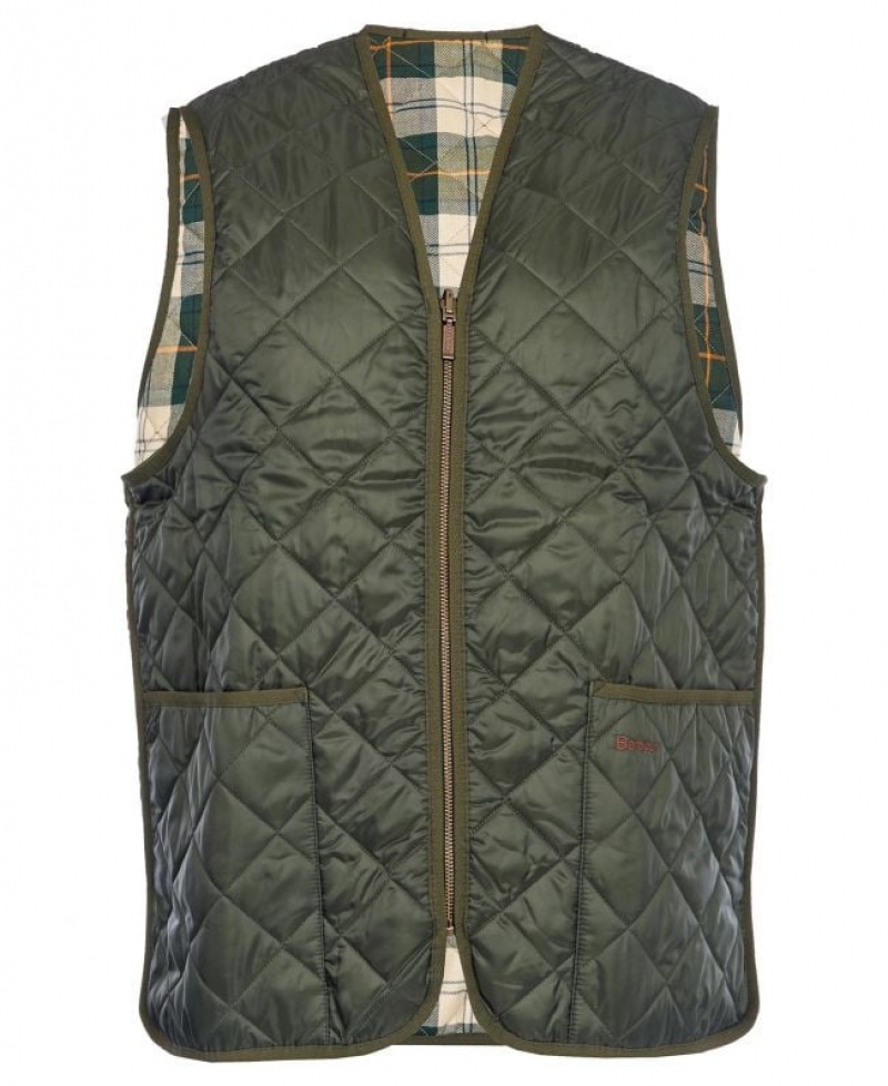 Olive Men Barbour Quilted Waistcoat/Zip-In Liner Vest | US-5804YFITQ