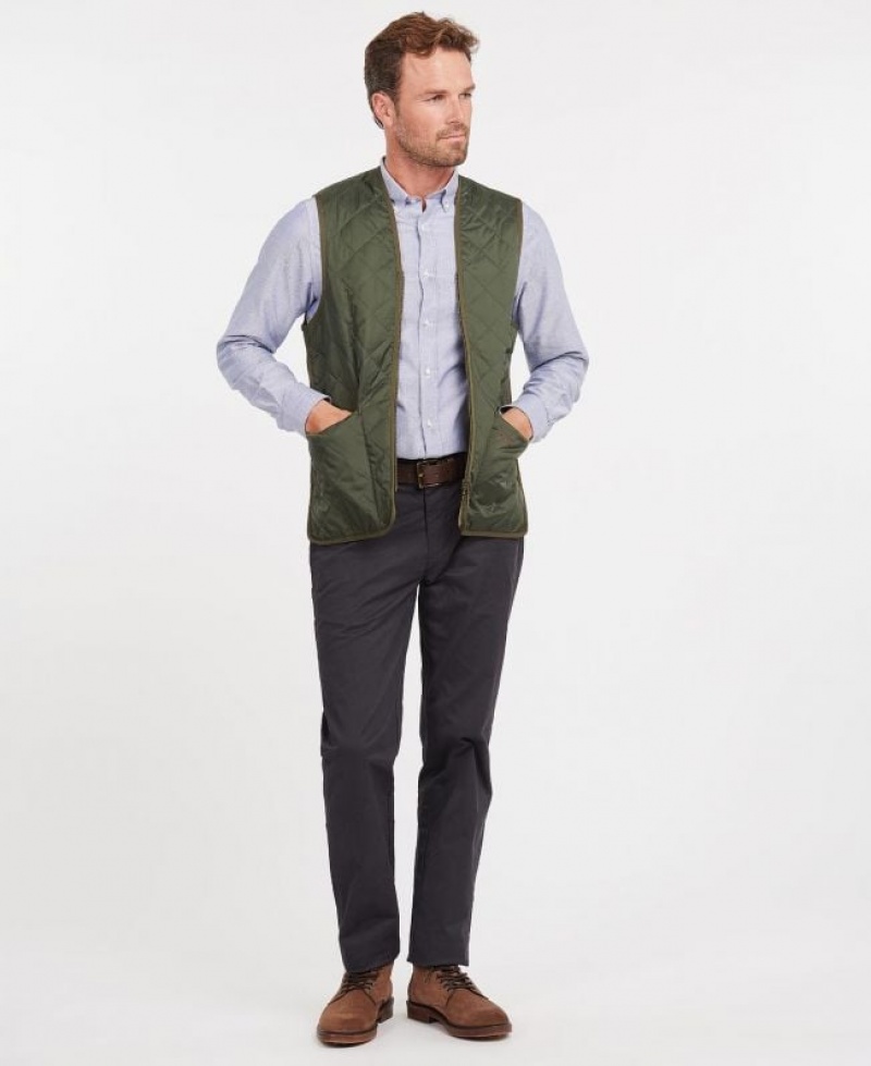 Olive Men Barbour Quilted Waistcoat/Zip-In Liner Vest | US-5804YFITQ