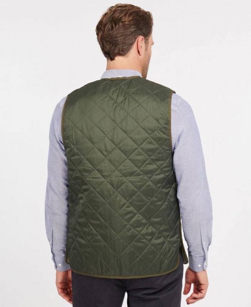 Olive Men Barbour Quilted Waistcoat/Zip-In Liner Vest | US-5804YFITQ