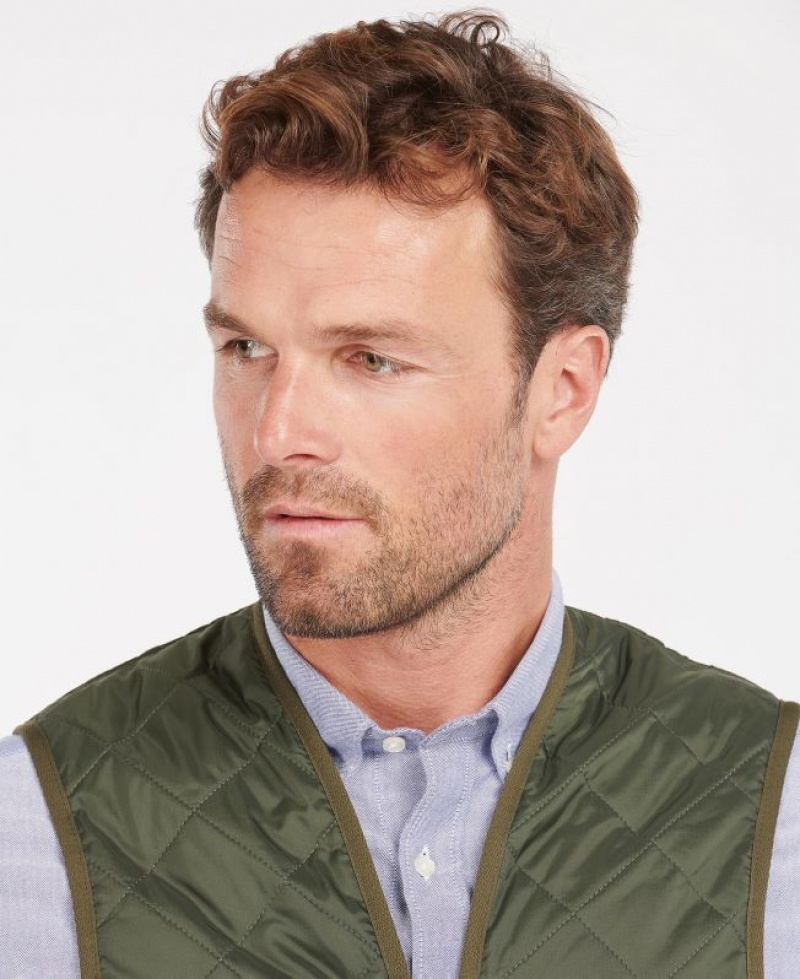 Olive Men Barbour Quilted Waistcoat/Zip-In Liner Vest | US-5804YFITQ