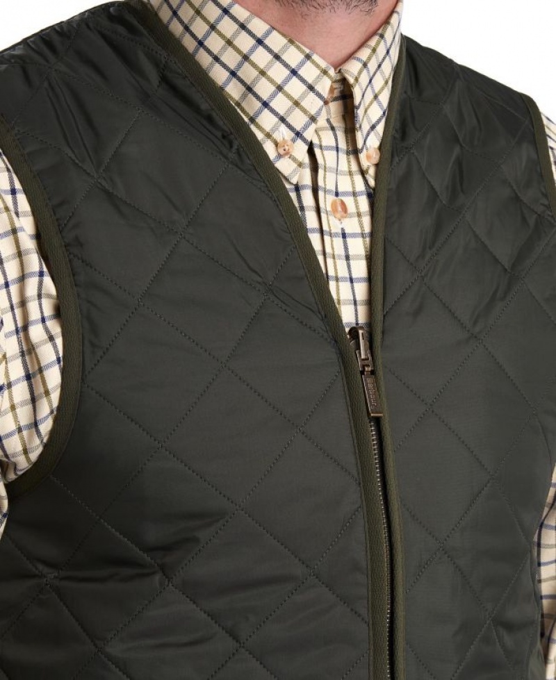 Olive Men Barbour Quilted Waistcoat/Zip-In Liner Vest | US-5804YFITQ