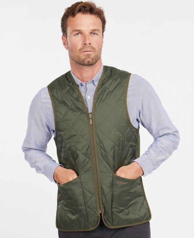 Olive Men Barbour Quilted Waistcoat/Zip-In Liner Vest | US-5804YFITQ