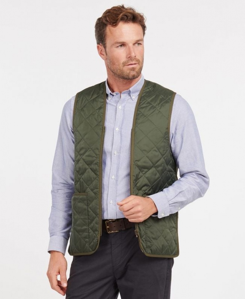 Olive Men Barbour Quilted Waistcoat/Zip-In Liner Vest | US-5804YFITQ