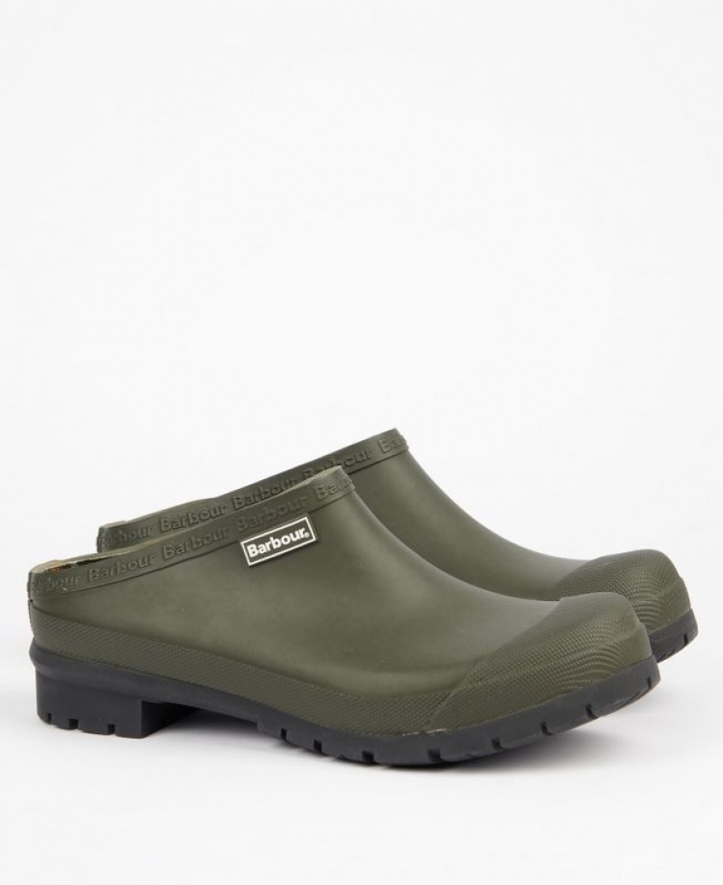 Olive Men Barbour Quinn Clogs | US-9104MUBPQ