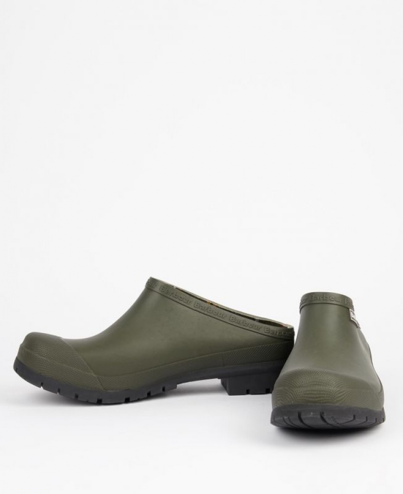 Olive Men Barbour Quinn Clogs | US-9104MUBPQ