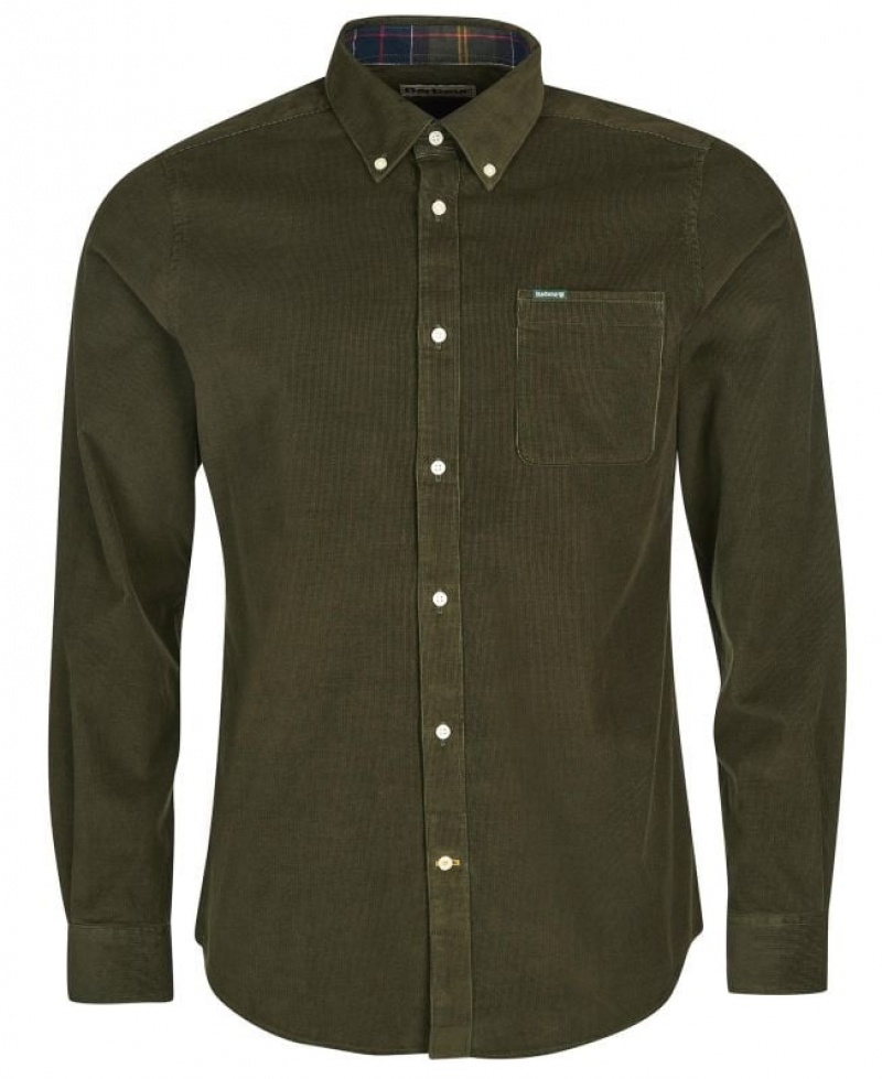 Olive Men Barbour Ramsey Tailored Shirts | US-2618KJPWX