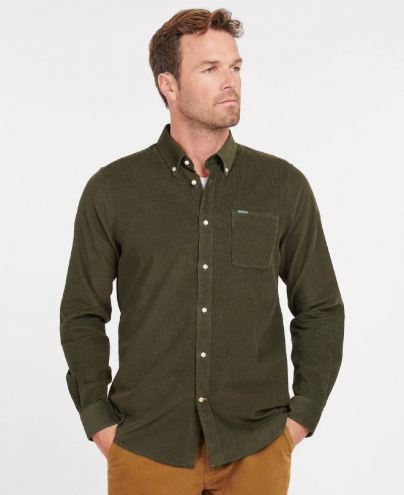 Olive Men Barbour Ramsey Tailored Shirts | US-2618KJPWX