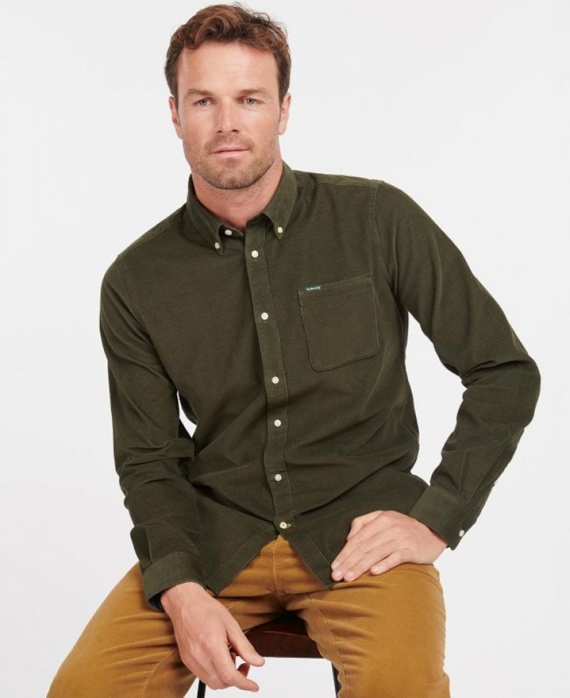 Olive Men Barbour Ramsey Tailored Shirts | US-2618KJPWX