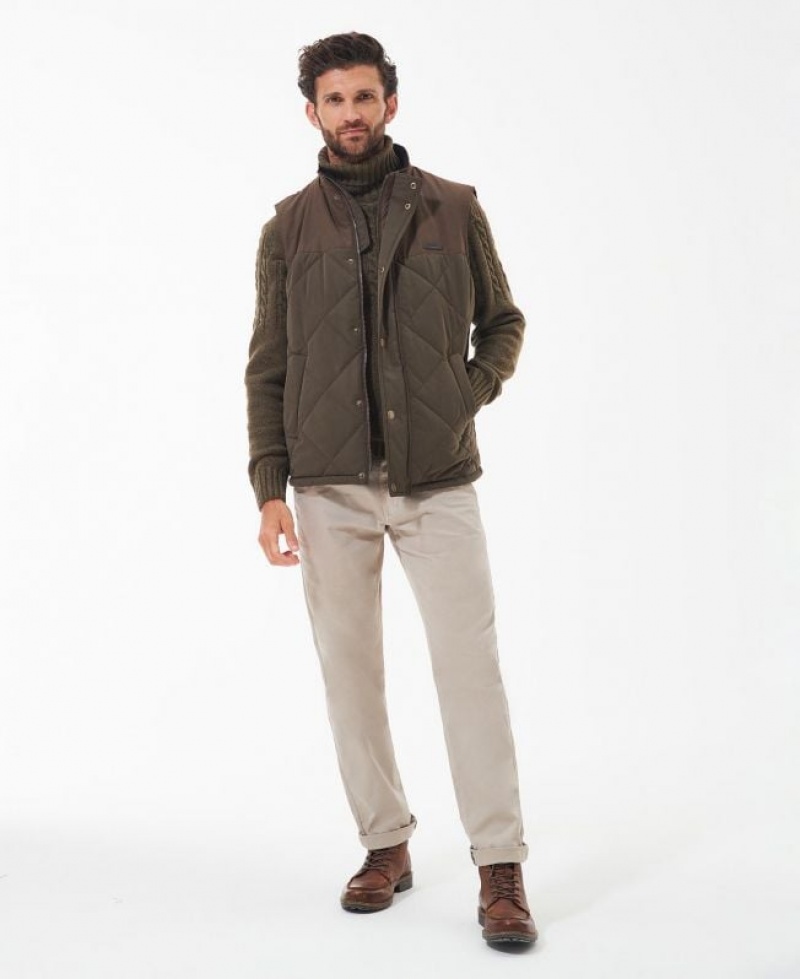 Olive Men Barbour Rennison Vest | US-2498VBXAS