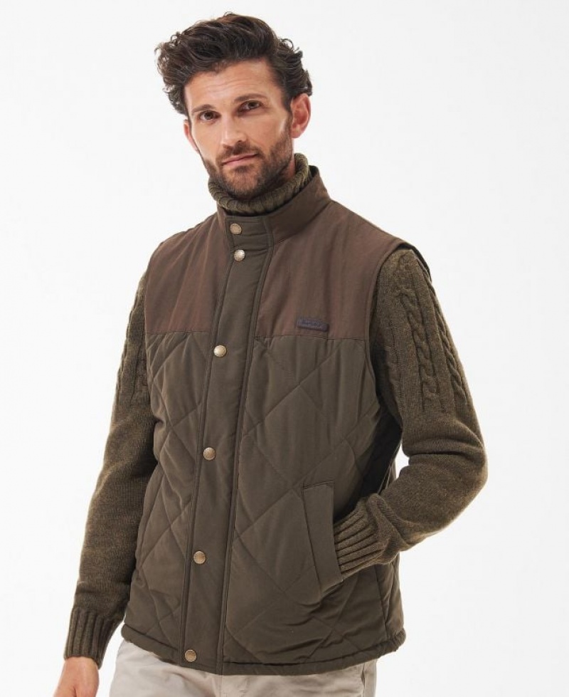 Olive Men Barbour Rennison Vest | US-2498VBXAS