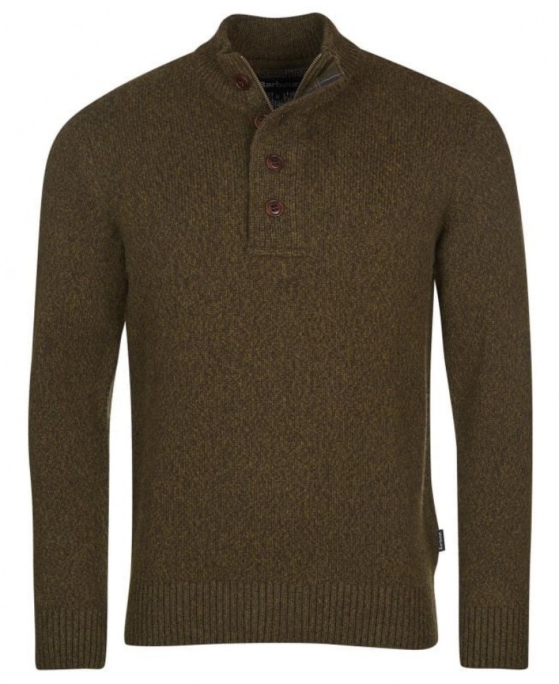 Olive Men Barbour Sid Half Zip Sweater | US-1735WFOHD