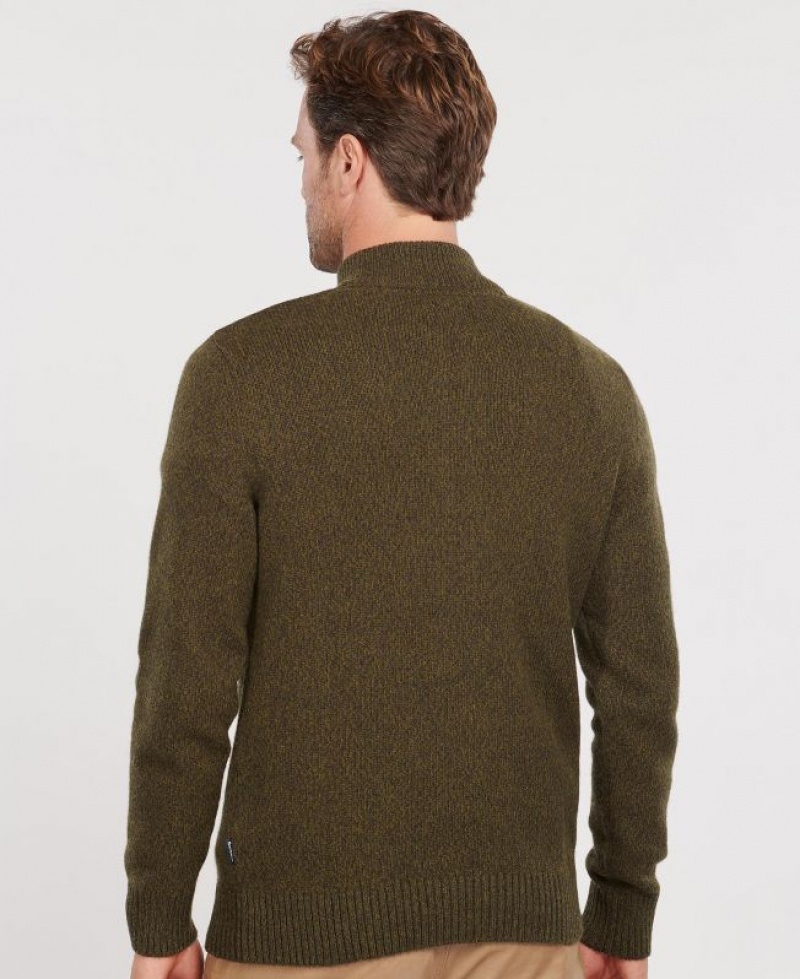 Olive Men Barbour Sid Half Zip Sweater | US-1735WFOHD