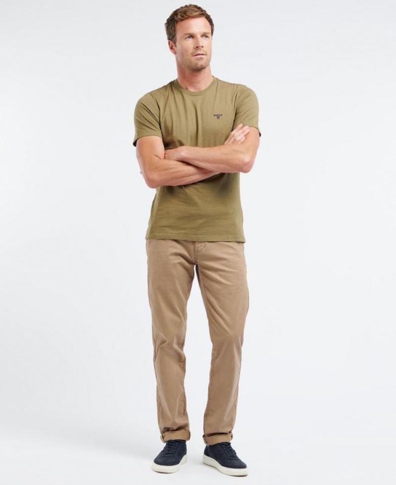 Olive Men Barbour Sports T-Shirts | US-2958MBZKS