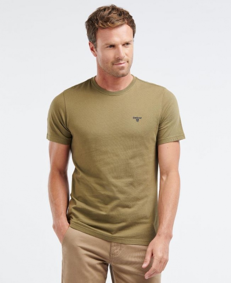 Olive Men Barbour Sports T-Shirts | US-2958MBZKS